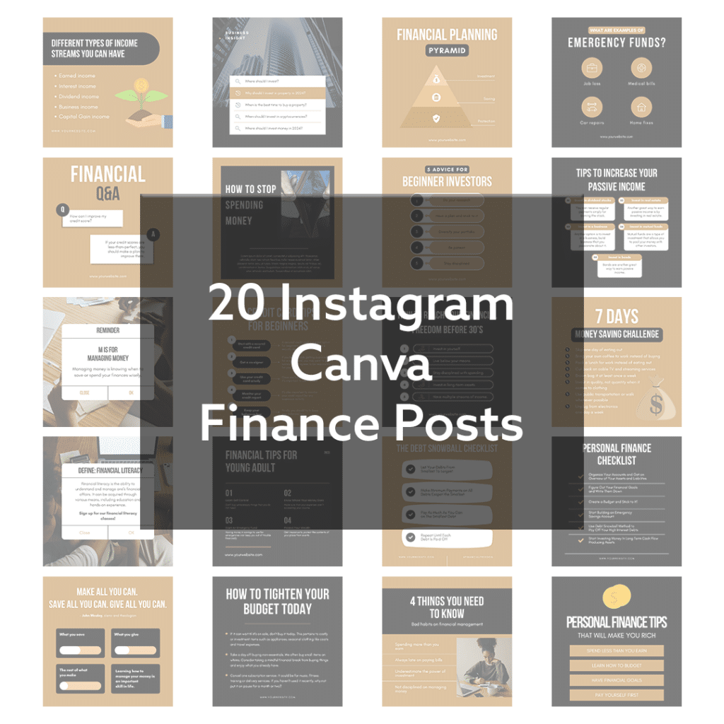20 x Finance Social Media Post Templates - DigitalProducts4u