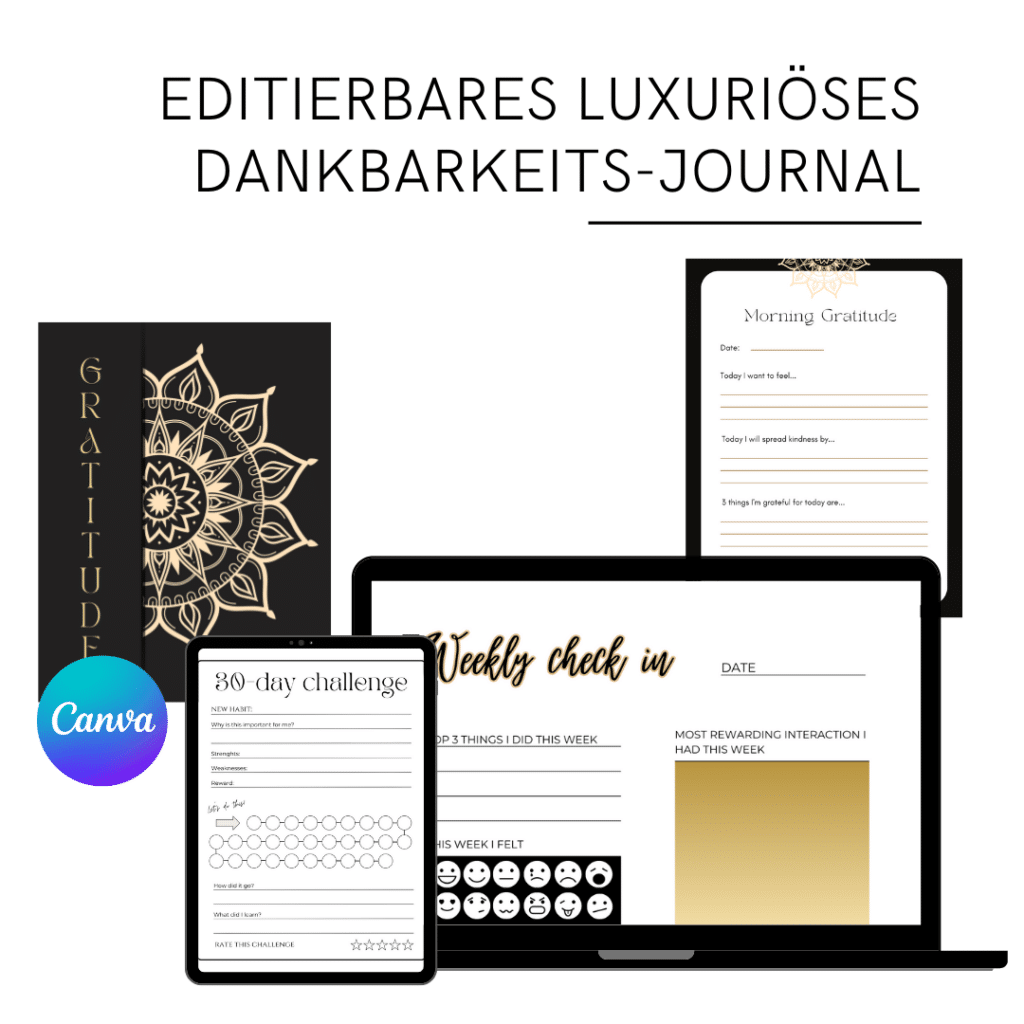 Editierbares luxuriöses Dankbarkeits-Journal